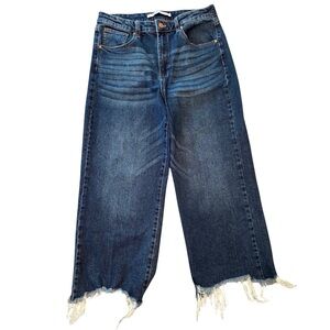 Wide Leg  Trending Jeans with Frayed Grunge Hem Size 13